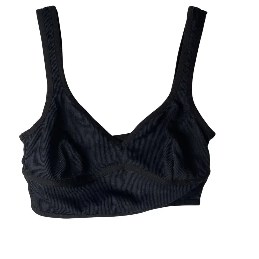 For Love & Lemons Black Medium Push Up Wide Straps Swim Bikini Top